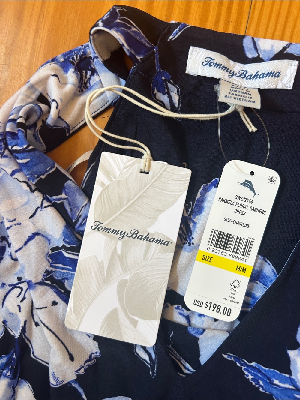 Tommy Bahama Navy Maxi Skirt with White & Blue Floral Print - Picture 2 of 4